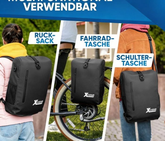 Xcase 3in1-Fahrradtasche f&uuml;r Gep&auml;cktr&auml;ger, wasserdicht, (Foto: PEARL GmbH)